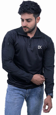 ONEBIT Printed Men Polo Neck Black T-Shirt