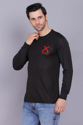 AXOLOTL Solid, Typography, Printed Men Round Neck Black T-Shirt