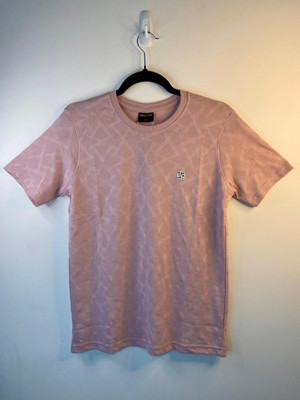 flaysian Self Design Men Round Neck Pink T-Shirt