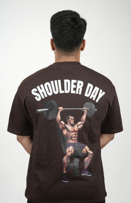 Agrish Printed, Typography Men Round Neck Brown T-Shirt