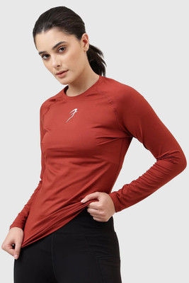 FuaarK Solid Women Crew Neck Red T-Shirt