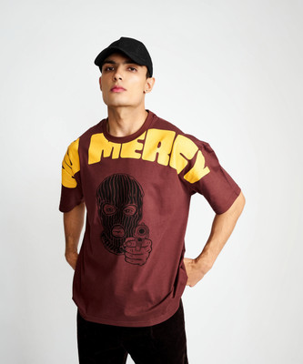 Bonkers Corner Printed, Typography Men Round Neck Brown T-Shirt