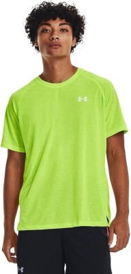 UNDER ARMOUR Solid Men Crew Neck Green T-Shirt