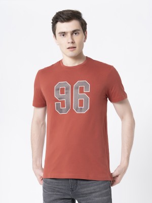 Red Tape Typography Men Round Neck Red T-Shirt