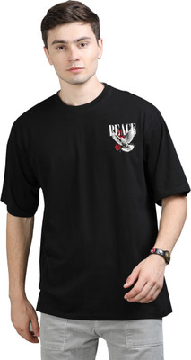 SR Fashion Graphic Print Men Round Neck Black T-Shirt