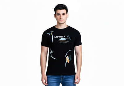 DS CREATIONZ Printed Men Round Neck Multicolor T-Shirt