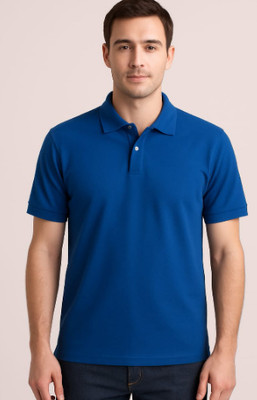 G V R Colorblock Men Polo Neck Blue T-Shirt