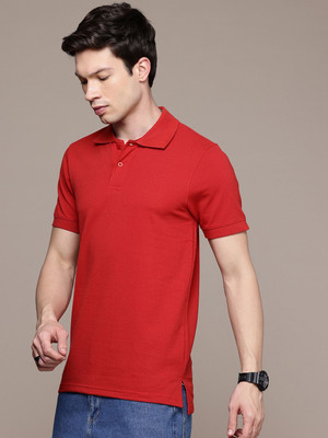 Moda Rapido Solid Men Polo Neck Red T-Shirt