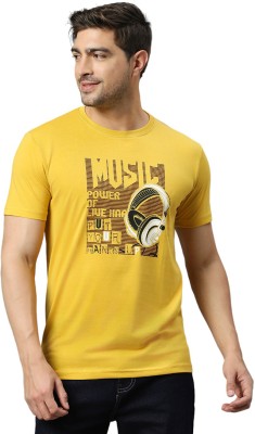 Klub Fox Printed Men Round Neck Yellow T-Shirt