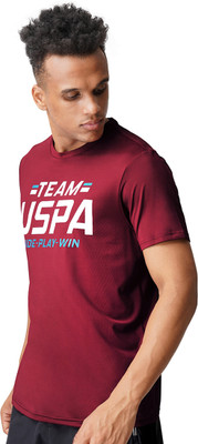 U.S. POLO ASSN. Solid Men Round Neck Red T-Shirt