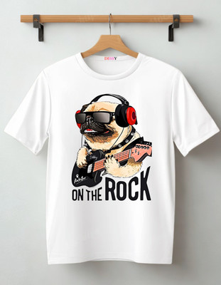 DIBBY Printed Men Round Neck White T-Shirt