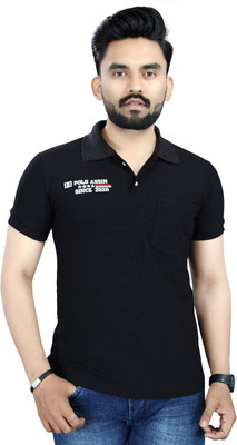Lonaxa Printed Men Polo Neck Black T-Shirt
