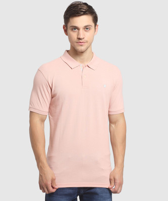 CANTABIL Solid Men Polo Neck Pink T-Shirt