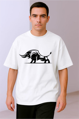 BLOSSOMTRADER Printed Men Round Neck Blue T-Shirt