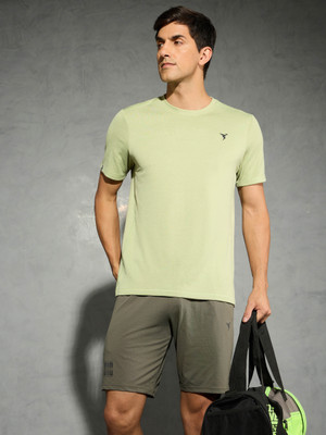 TECHNOSPORT Self Design Men Crew Neck Light Green T-Shirt