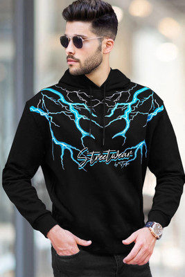 TRIPR Printed Men Hooded Neck Black T-Shirt