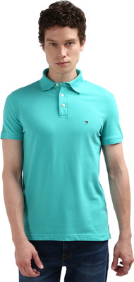 TOMMY HILFIGER Solid Men Polo Neck Green T-Shirt
