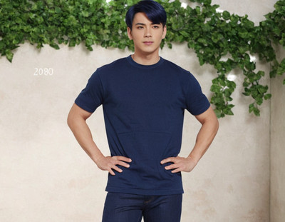 RR Solid Men Round Neck Blue T-Shirt