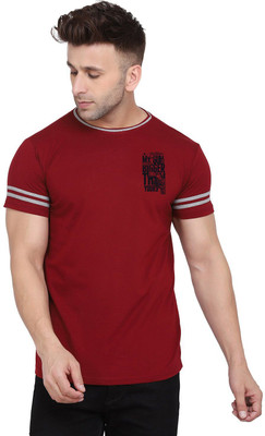 tfurnish Printed Men Round Neck Maroon T-Shirt