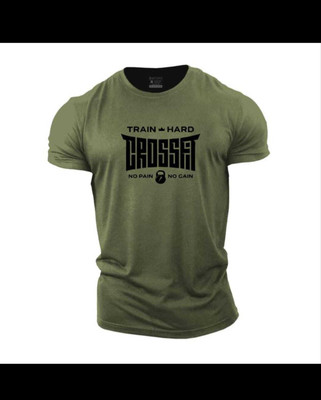 FURRR Printed, Self Design Men Round Neck Dark Green T-Shirt