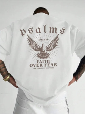 HASTEN Printed Men Round Neck White T-Shirt