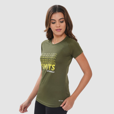 BONJOUR Printed Women Round Neck Green T-Shirt