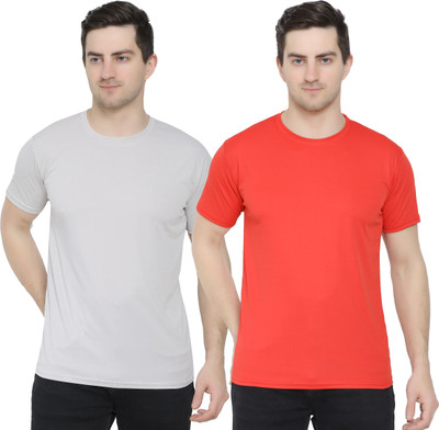 YUALIN CREATION Solid Men Crew Neck Multicolor T-Shirt