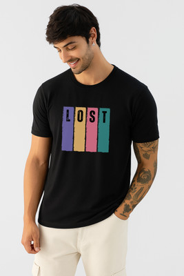 Kapda Culture Solid, Graphic Print Men Round Neck Black T-Shirt