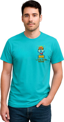 LIQQR Graphic Print Men Round Neck Light Blue T-Shirt