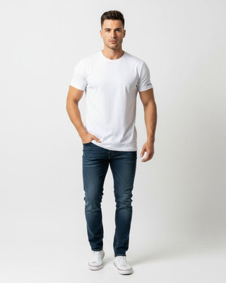 MNORMS Solid Men Crew Neck White T-Shirt
