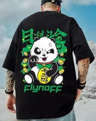 FASHNET FASHION Printed Men Round Neck Black T-Shirt