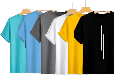 MISTY COLLECTION Solid Men Round Neck Yellow, Black, White, Grey, Light Blue, Light Green T-Shirt
