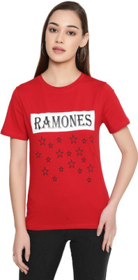 FUTURO Printed, Typography Women Round Neck Red T-Shirt
