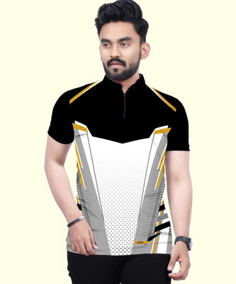 dhaari by unique creation Printed Men Mandarin Collar Multicolor T-Shirt