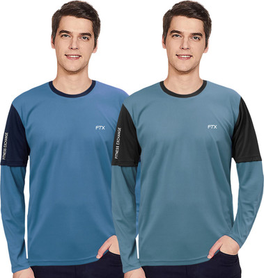 FTX Colorblock Men Round Neck Multicolor T-Shirt
