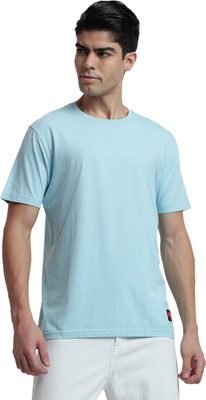 Rare Bond Studios Solid Men Round Neck Blue T-Shirt