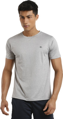 athlete Solid Men Round Neck Grey T-Shirt