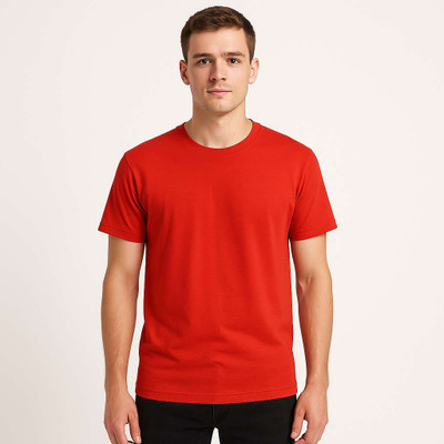 Resense Solid Men Round Neck Red T-Shirt