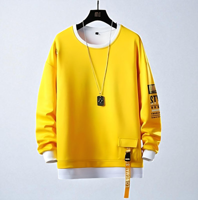 FASHIUM Printed Men Round Neck Yellow T-Shirt