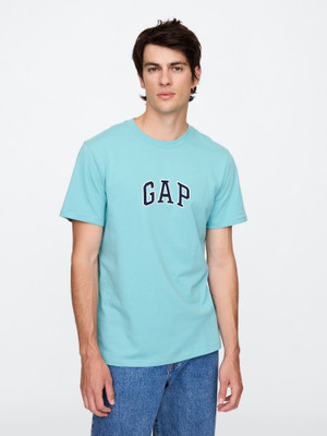 GAP Printed Men Round Neck Blue T-Shirt
