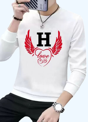 RB Fashion Printed Men Round Neck White T-Shirt