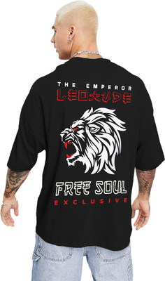 Leotude Printed Men Round Neck Black T-Shirt