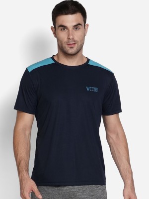 Wildcraft Solid Men Round Neck Navy Blue T-Shirt