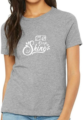 Nilan Tees Wear Printed Women Round Neck Grey T-Shirt