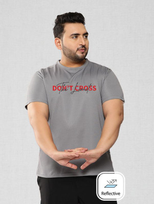 KIXO PLUS Sporty Men Round Neck Grey T-Shirt