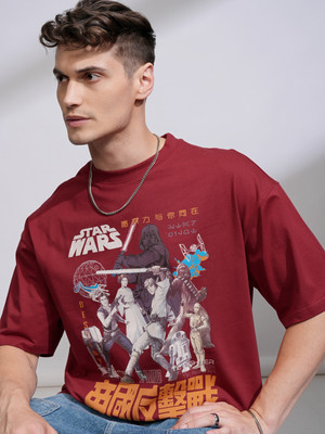 HIGHLANDER Printed Men Round Neck Maroon T-Shirt