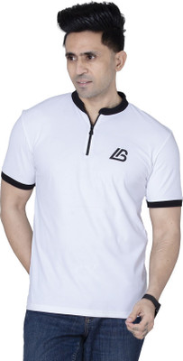 KUGARMENT Printed Men Mandarin Collar Black T-Shirt