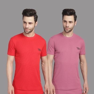 VIMAL JONNEY Solid Men Round Neck Multicolor T-Shirt