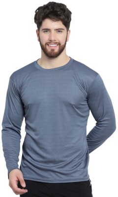 af collection Solid Men Round Neck Grey T-Shirt