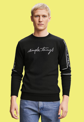 FastColors Printed Men Round Neck Black T-Shirt